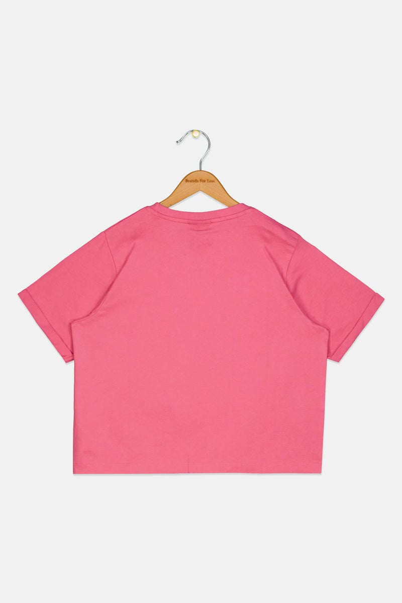 Ellesse ملابس رياضية للبنات للأطفال تي شيرت قصير الأكمام خارجي مقصوص، وردي - Image 2